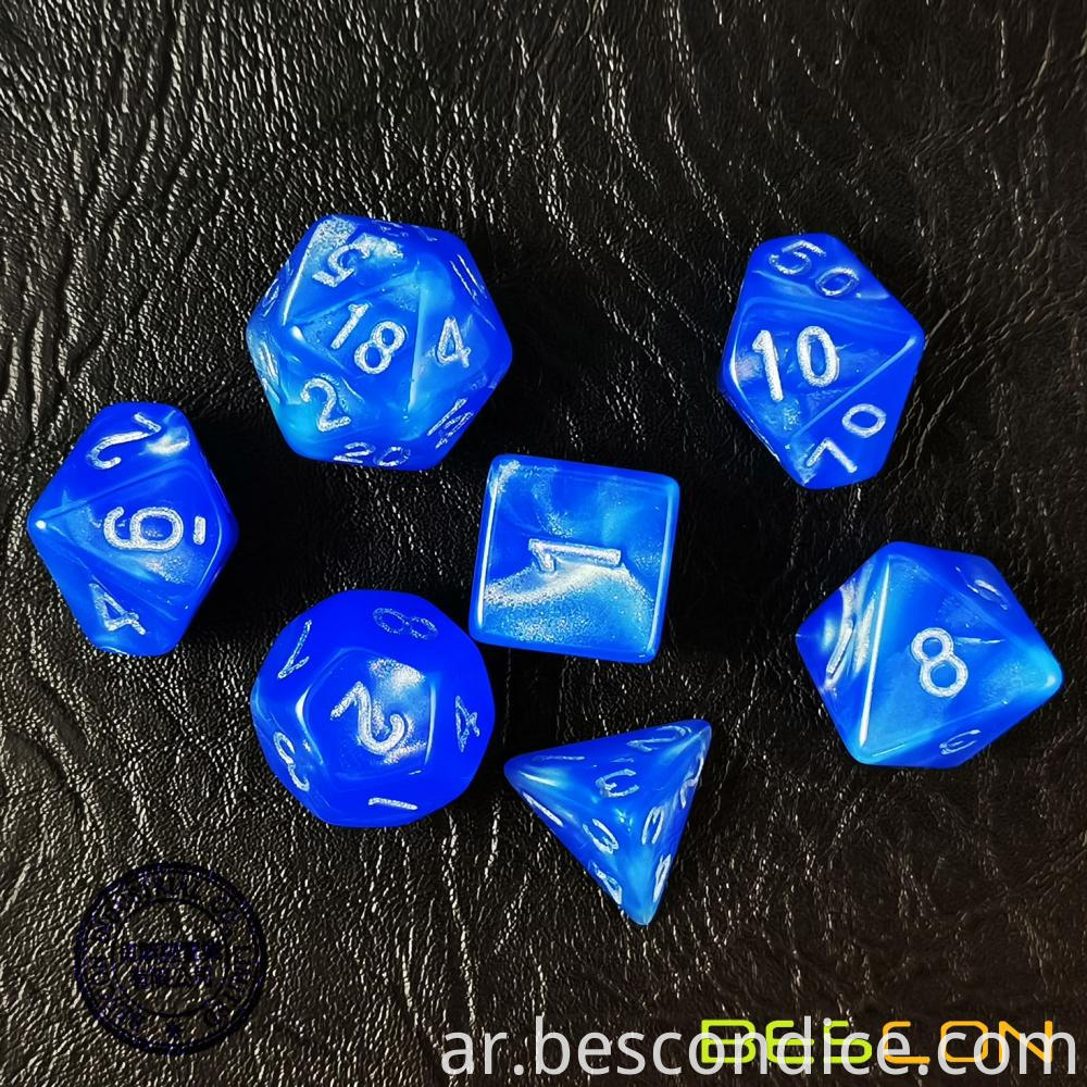 Dodgerblue Moonstone 7 Piece D D Dice 3